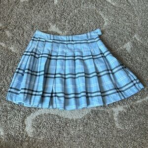Streetwear Society Blue Plaid Pleated Skirt